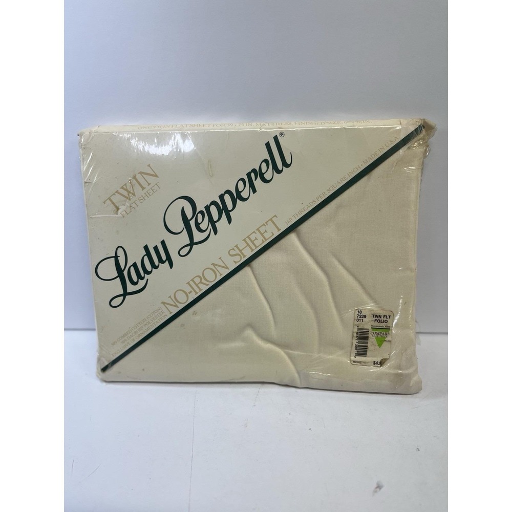 Vintage Lady Pepperell Twin Size Bed Sheet 72x99 New 100% Cotton Bone